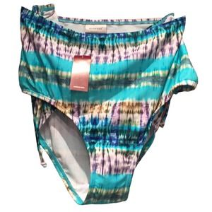 New Avenue Plus Size 26 Swim Bikini Bottom w Waist and Tummy Concealer Panel